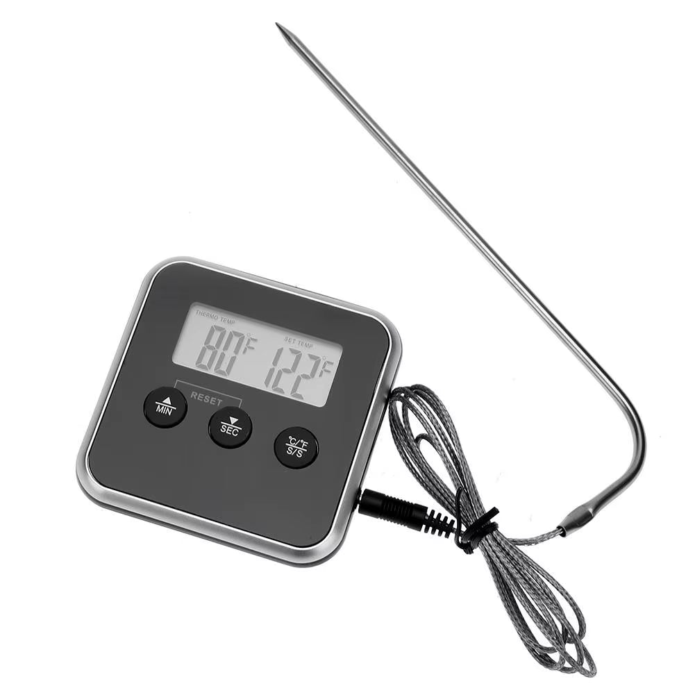 Electronic Digital LCD Food Thermometer Probe BBQ Meat Water Oil Cooking Temperature Alarm Cooking Timer Kitchen Cooking Tester